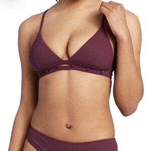 Shade and Shore Ribbed Button Detail 2pc Bikini Top Bottom Set